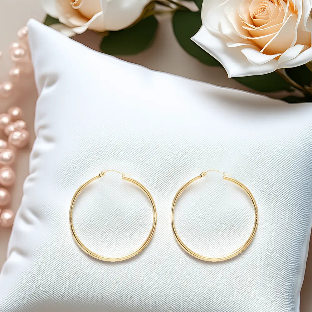 Boucles d'Oreilles Or Jaune - Créoles Femme