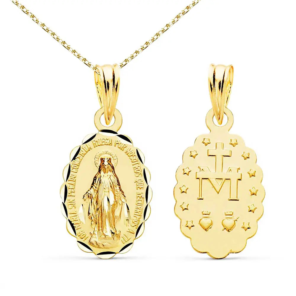 Collier - Médaille Or 18 Carats 750/1000 Vierge Miraculeuse - Chaine Dorée