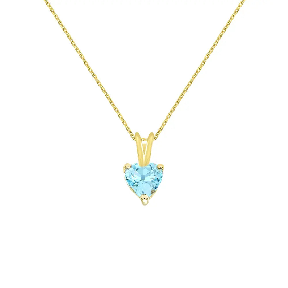 Collier - Pendentif Or Jaune Topaze Bleue Coeur - Femme