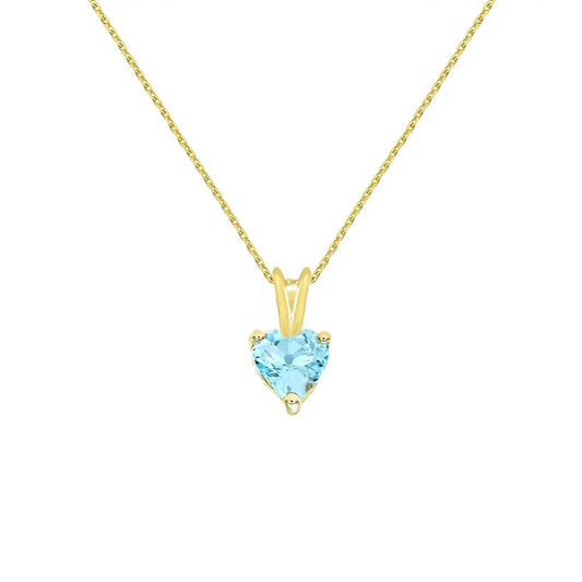 Collier - Pendentif Or Jaune Topaze Bleue Coeur - Femme
