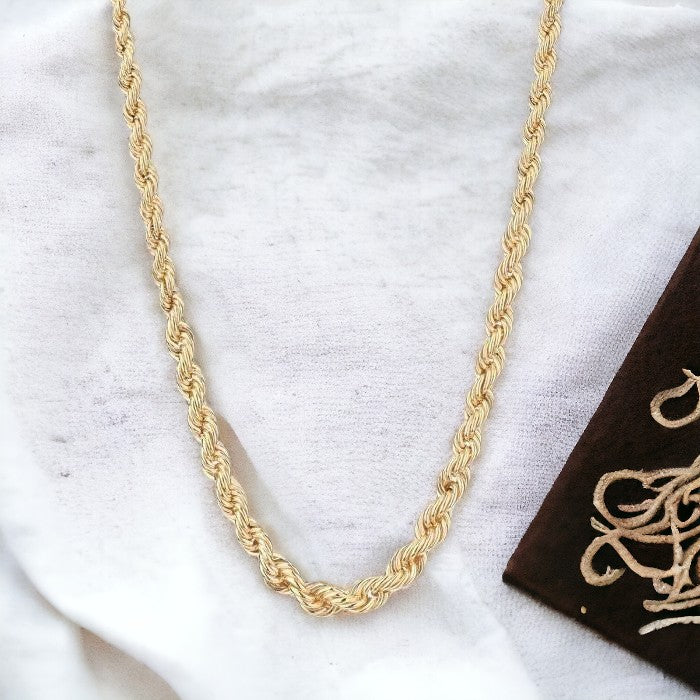 Collier Or Jaune - Maille Corde en Chute