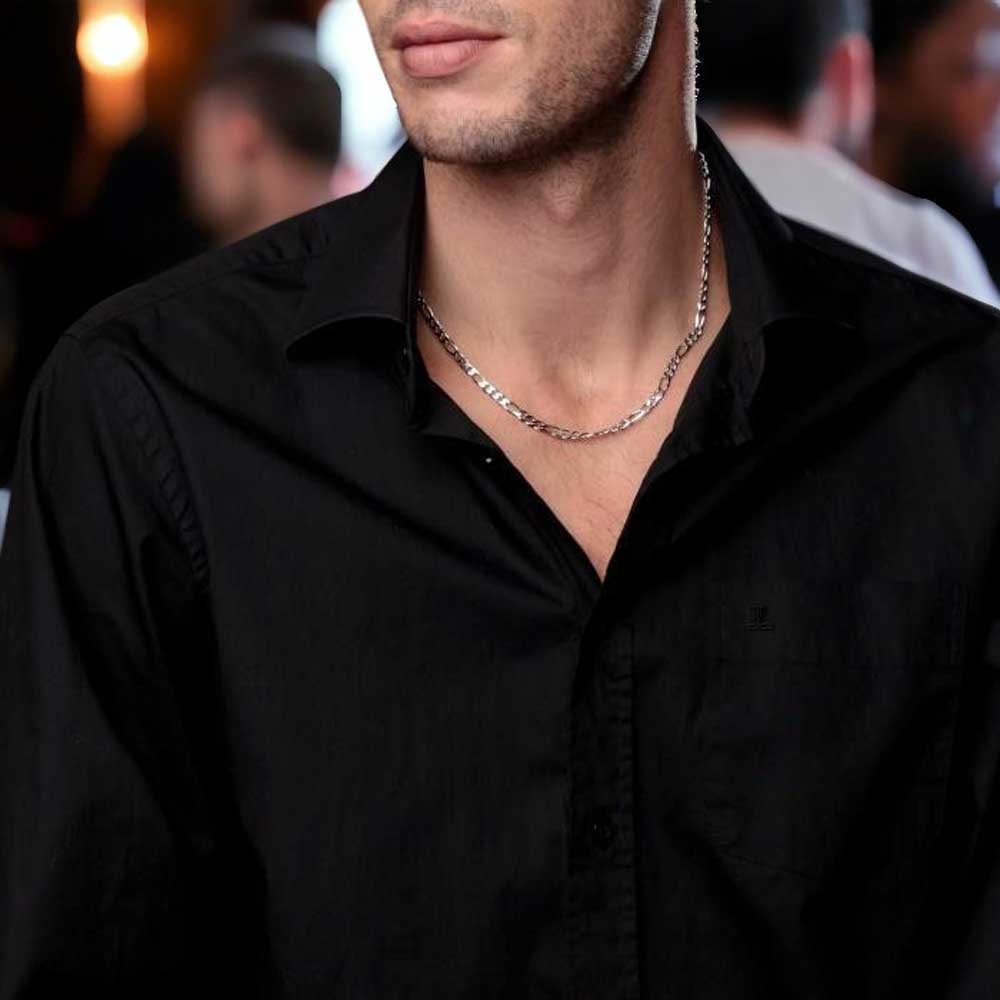 Collier / Chaîne Homme Argent 925 - Maille Figaro Alternée 1+3