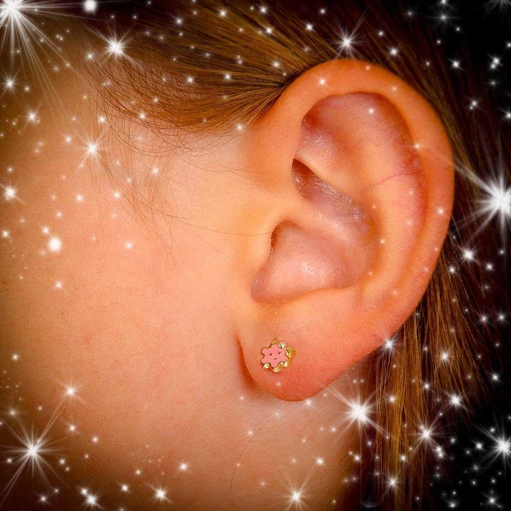 Boucles d'Oreilles Or 18 Carats 750/000 Jaune - Fleur