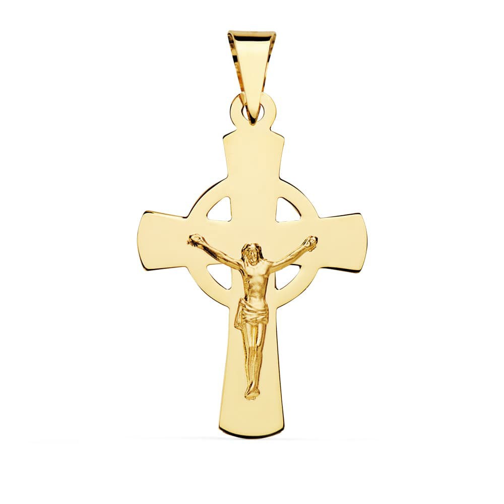 Pendentif - Médaille Christ sur la Croix Or 18 Carats 750/000 Jaune - Chaine Offerte