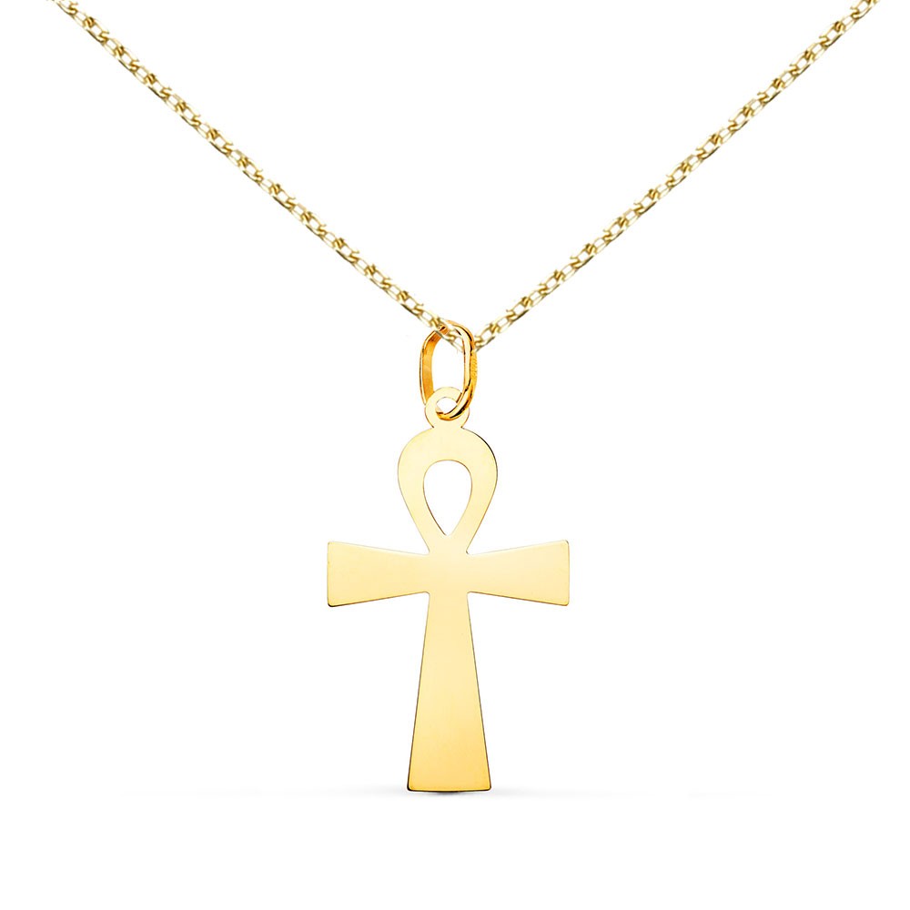 Collier - Médaille Croix de la Vie Or 18 Carats 750/000 Jaune - Chaine Dorée