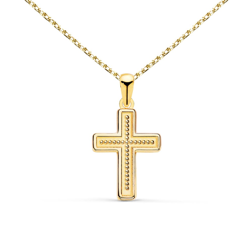 Collier - Médaille Croix Or 18 Carats 750/000 Jaune - Chaine Dorée