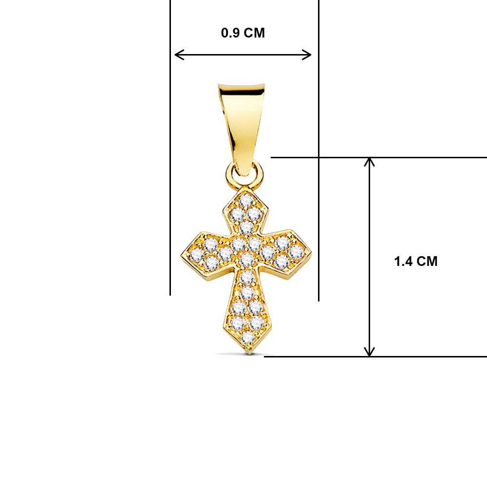 Collier - Médaille Croix Or 18 Carats 750/000 Jaune et Zirconiums - Chaine Dorée