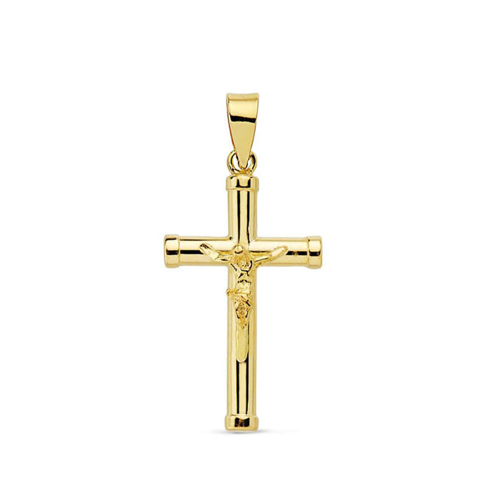 Pendentif - Médaille Christ sur la Croix Or 18 Carats 750 Jaune - Chaine Offerte