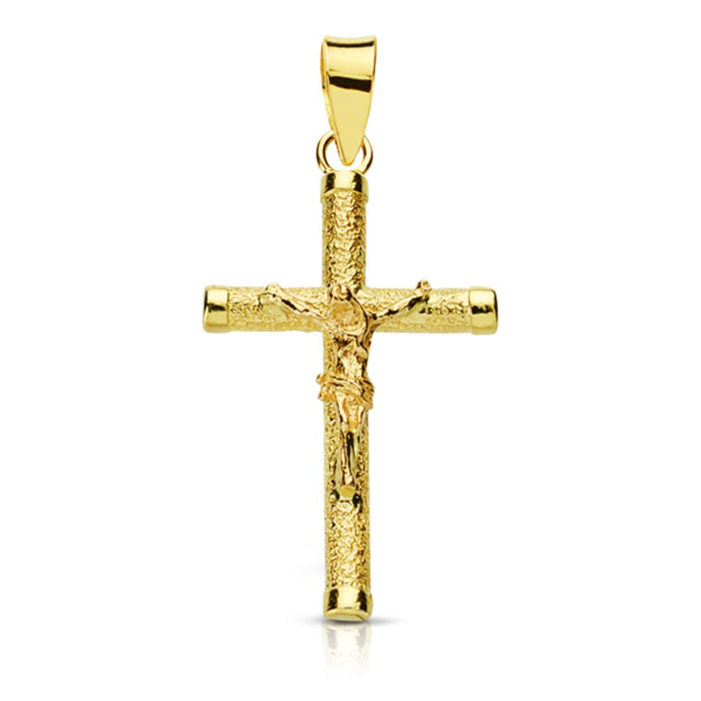 Pendentif - Médaille Christ sur la Croix Or 18 Carats 750 Jaune - Chaine Offerte