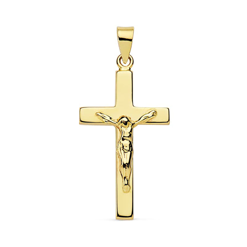 Pendentif - Médaille Christ sur la Croix Or 18 Carats 750 Jaune - Chaine Offerte