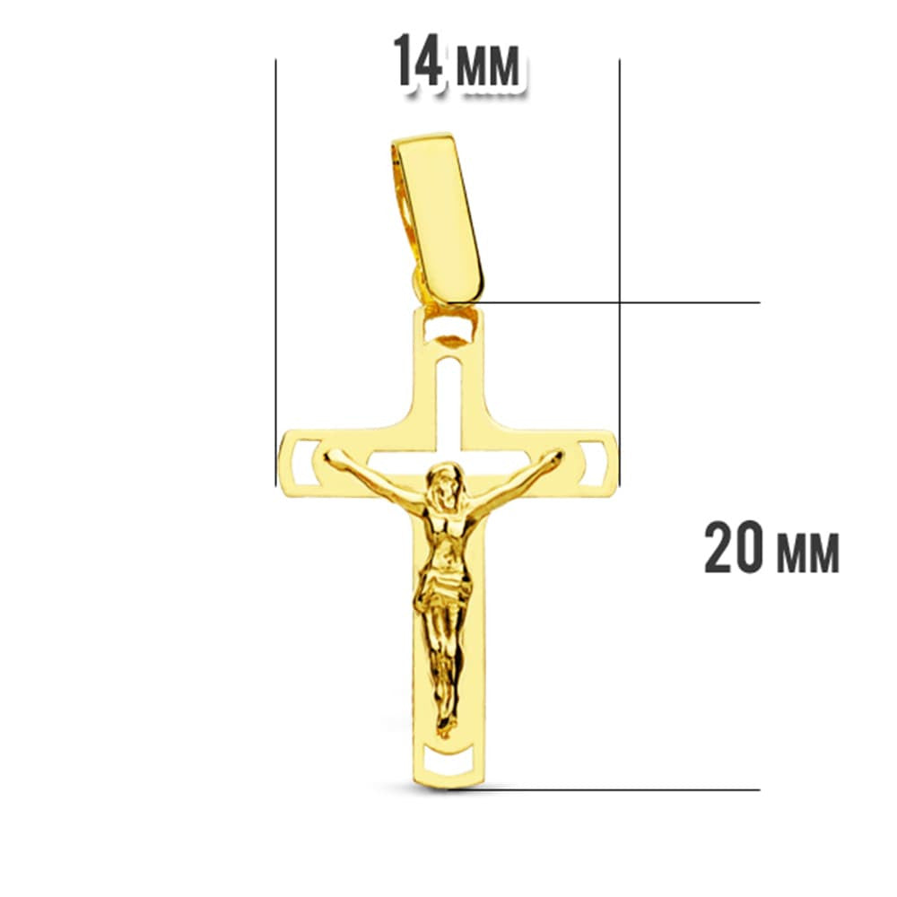 Pendentif - Médaille Christ sur la Croix Or 18 Carats 750 Jaune - Chaine Offerte