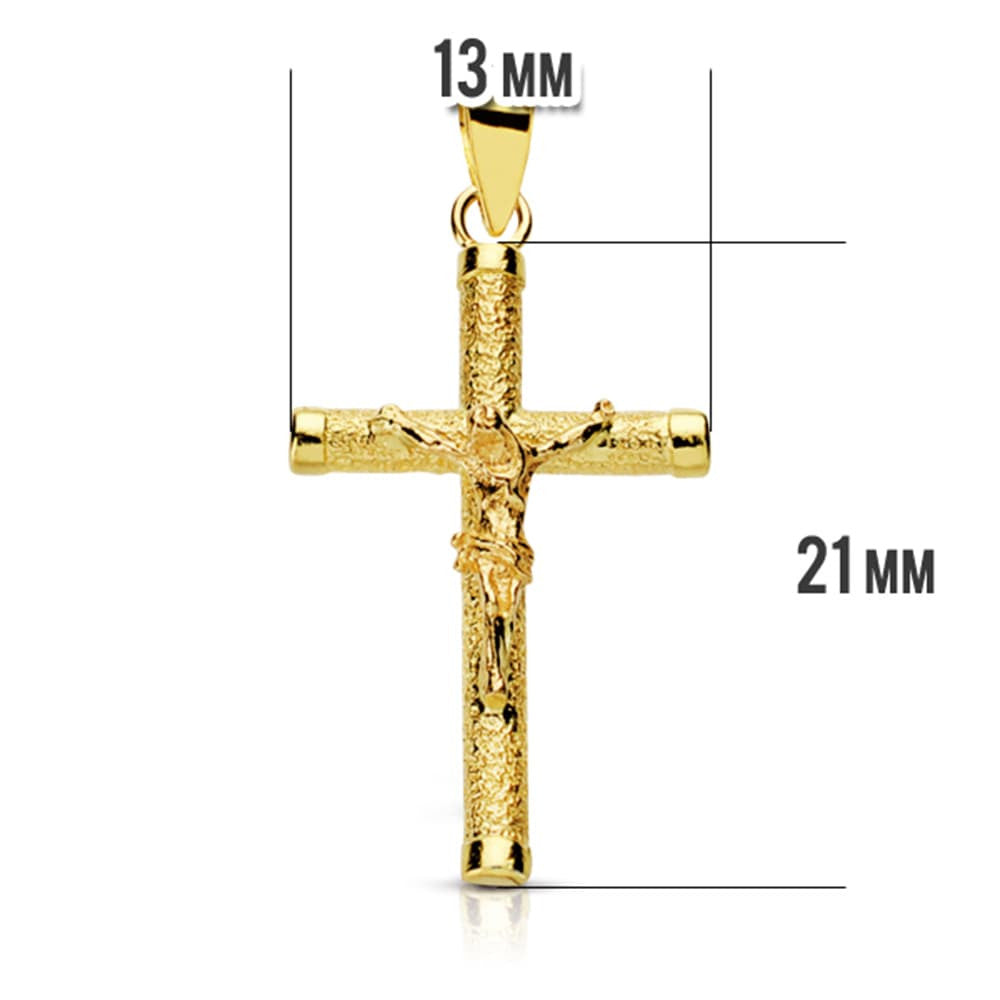 Pendentif - Médaille Christ sur la Croix Or 18 Carats 750 Jaune - Chaine Offerte