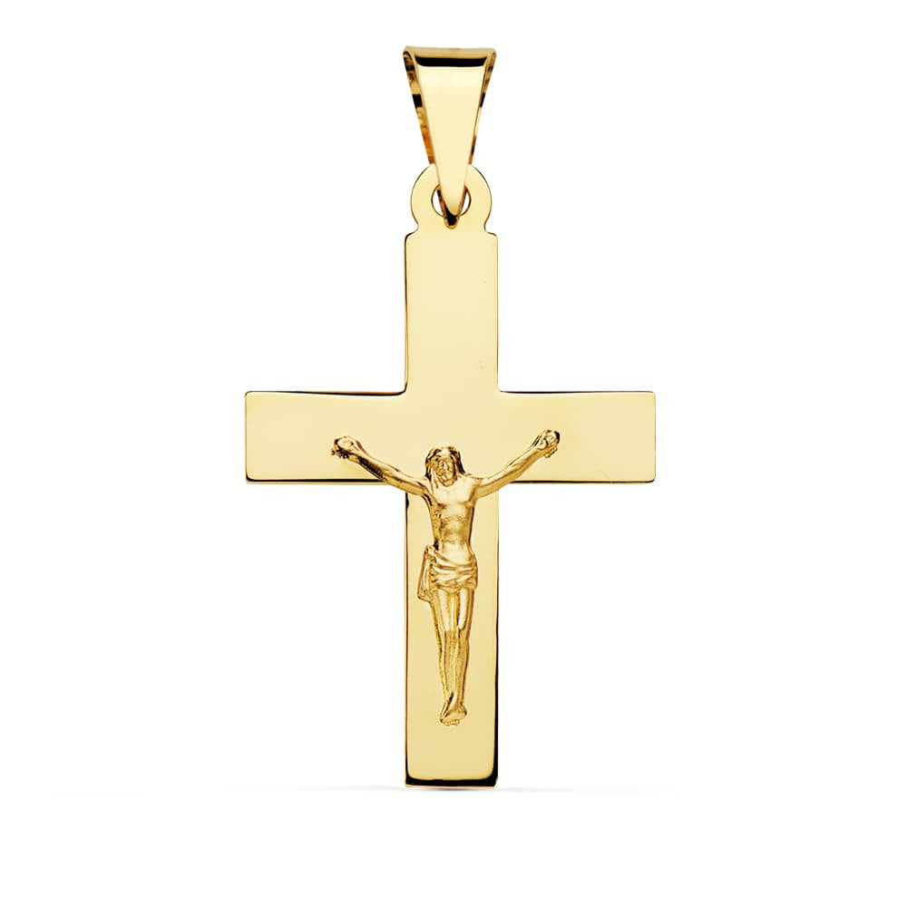 Pendentif - Médaille Christ sur la Croix Or 18 Carats 750 Jaune - Chaines Offertes