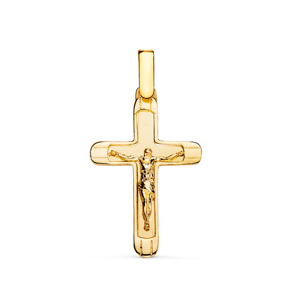 Pendentif - Médaille Christ sur la Croix Or 18 Carats 750 Jaune - Chaines Offertes