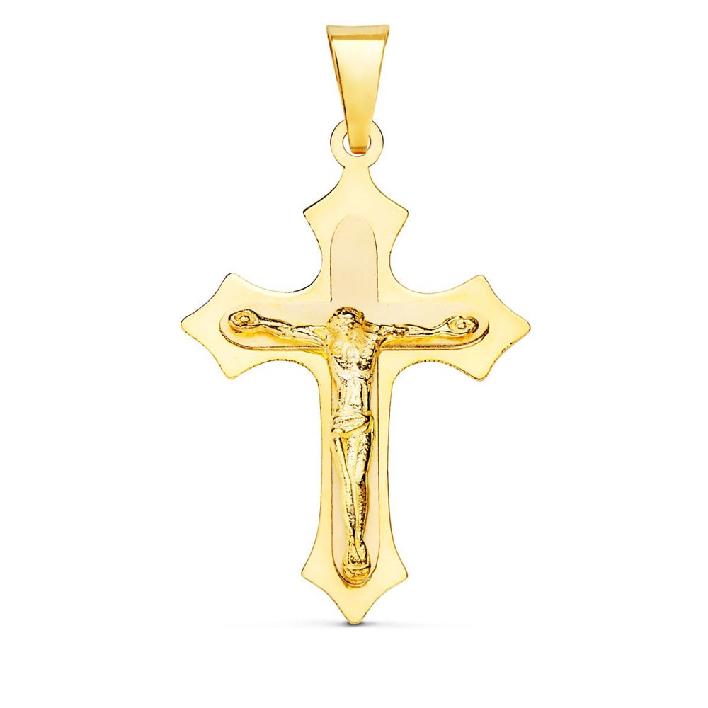 Pendentif - Médaille Christ sur la Croix Or 18 Carats 750/000 Jaune - Chaine Offerte