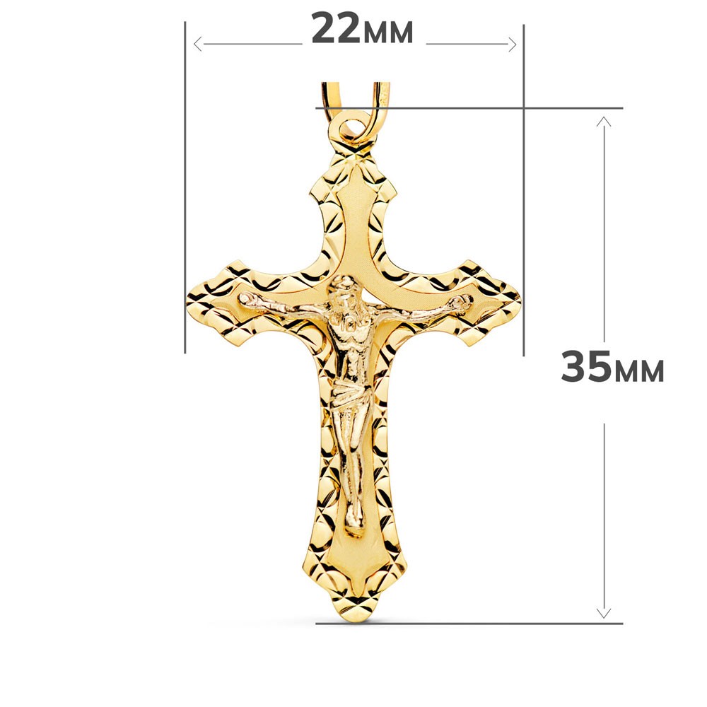 Pendentif - Médaille Christ sur la Croix Or 18 Carats 750/000 Jaune - Chaine Offerte