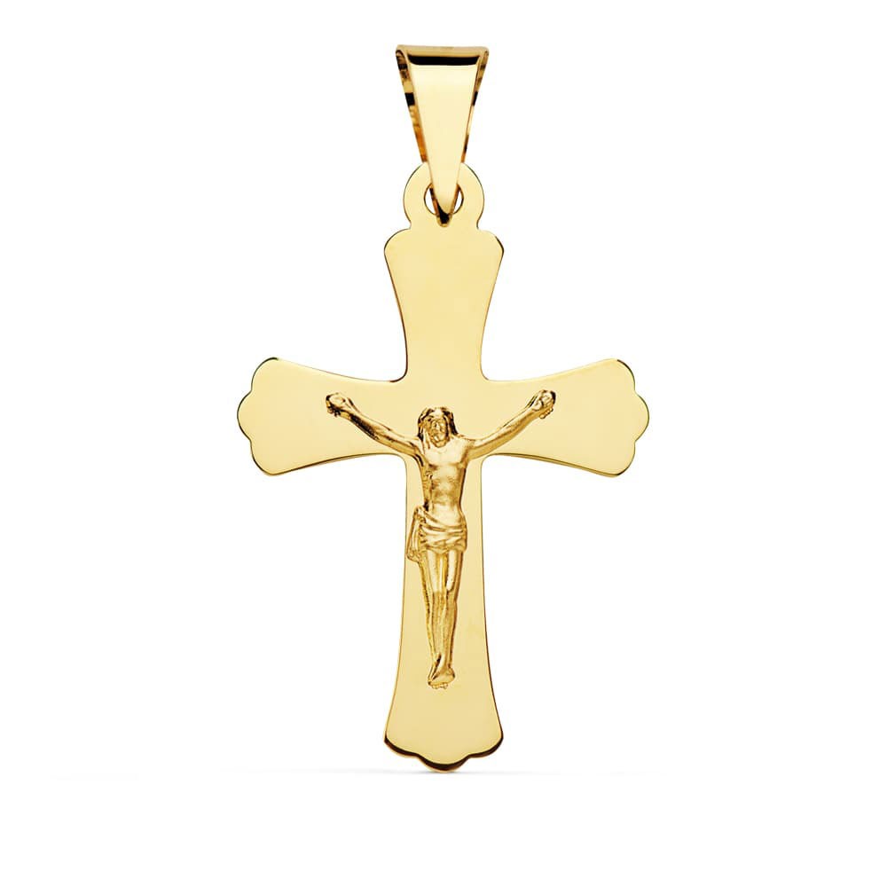 Pendentif - Médaille Christ sur la Croix Or 18 Carats 750/000 Jaune - Chaine Offerte