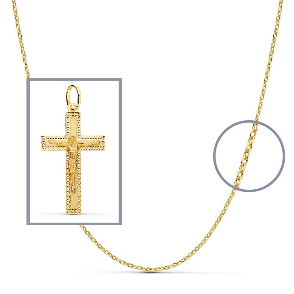 Pendentif - Médaille Christ sur la Croix Or 18 Carats 750/000 Jaune - Chaine Offerte