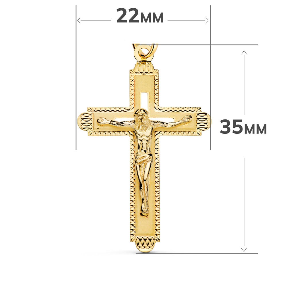 Pendentif - Médaille Christ sur la Croix Or 18 Carats 750/000 Jaune - Chaine Offerte
