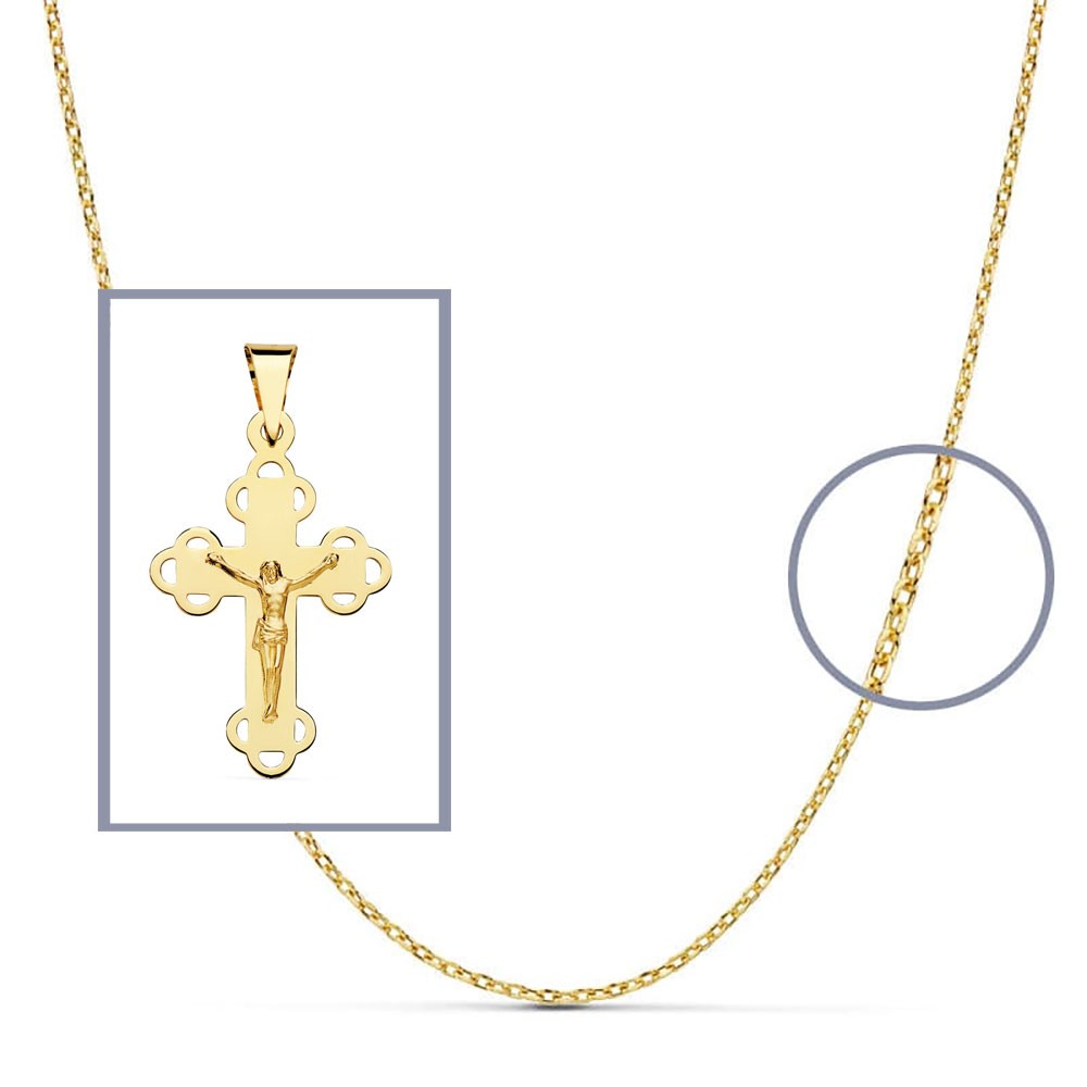 Pendentif - Médaille Christ sur la Croix Or 18 Carats 750/000 Jaune - Chaine Offerte