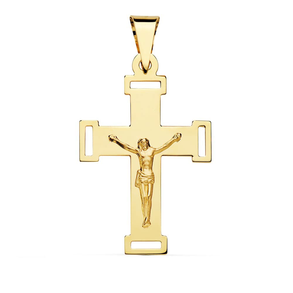 Pendentif - Médaille Christ sur la Croix Or 18 Carats 750/000 Jaune - Chaine Offerte