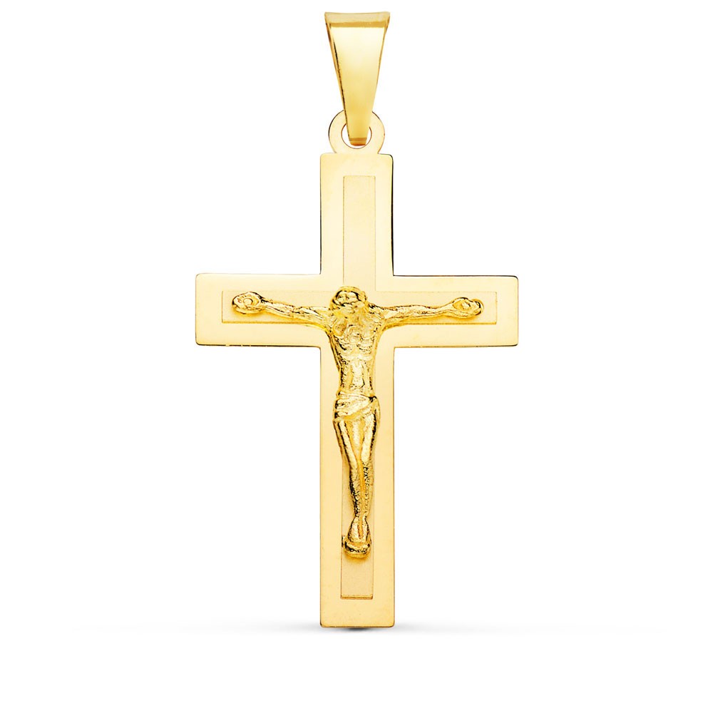 Pendentif - Médaille Christ sur la Croix Or 18 Carats 750/000 Jaune - Chaine Offerte