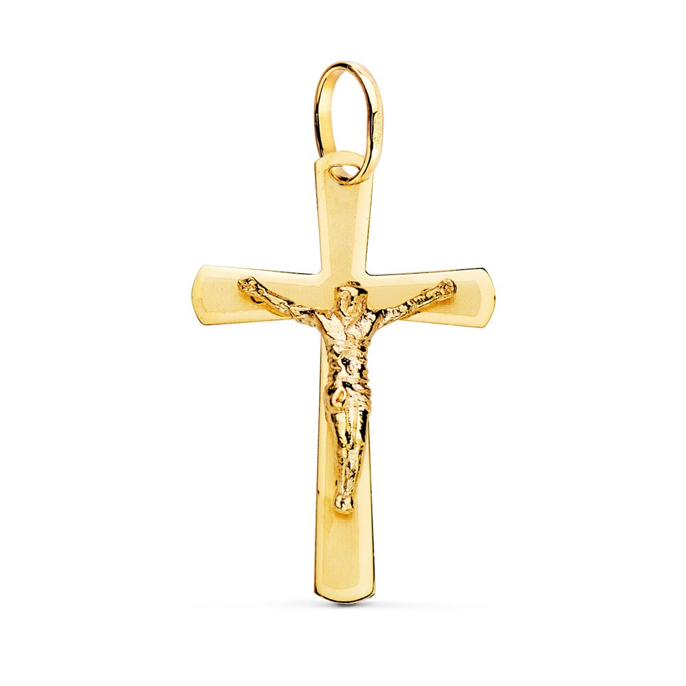 Pendentif - Médaille Christ sur la Croix Or 18 Carats 750/000 Jaune - Chaine Offerte
