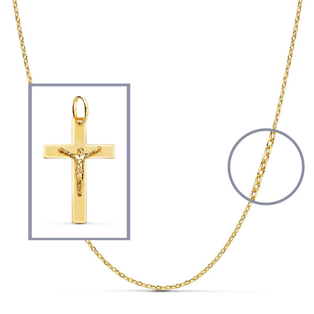 Pendentif - Médaille Christ sur la Croix Or 18 Carats 750/000 Jaune - Chaine Offerte
