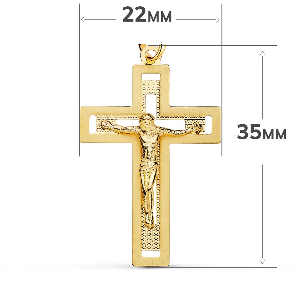 Pendentif - Médaille Christ sur la Croix Or 18 Carats 750/000 Jaune - Chaine Offerte