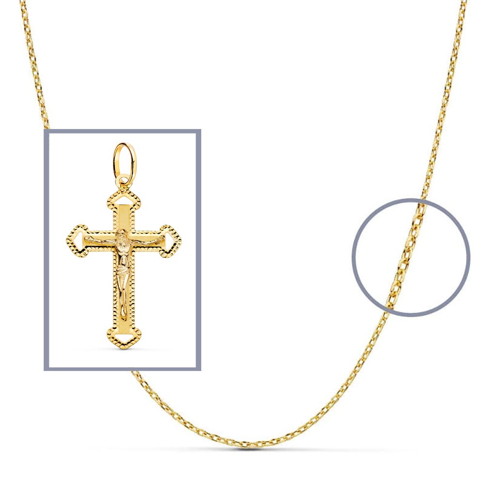 Pendentif - Médaille Christ sur la Croix Or 18 Carats 750/000 Jaune - Chaine Offerte
