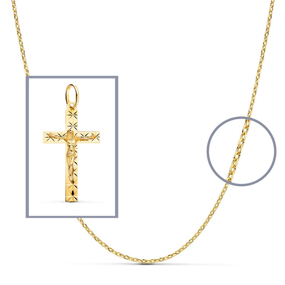 Pendentif - Médaille Christ sur la Croix Or 18 Carats 750/000 Jaune - Chaine Offerte