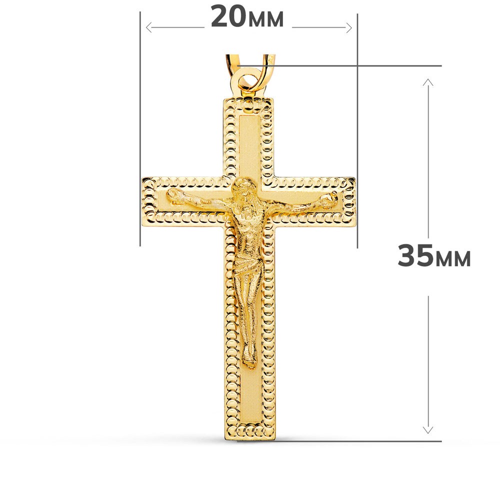 Pendentif - Médaille Christ sur la Croix Or 18 Carats 750/000 Jaune - Chaine Offerte