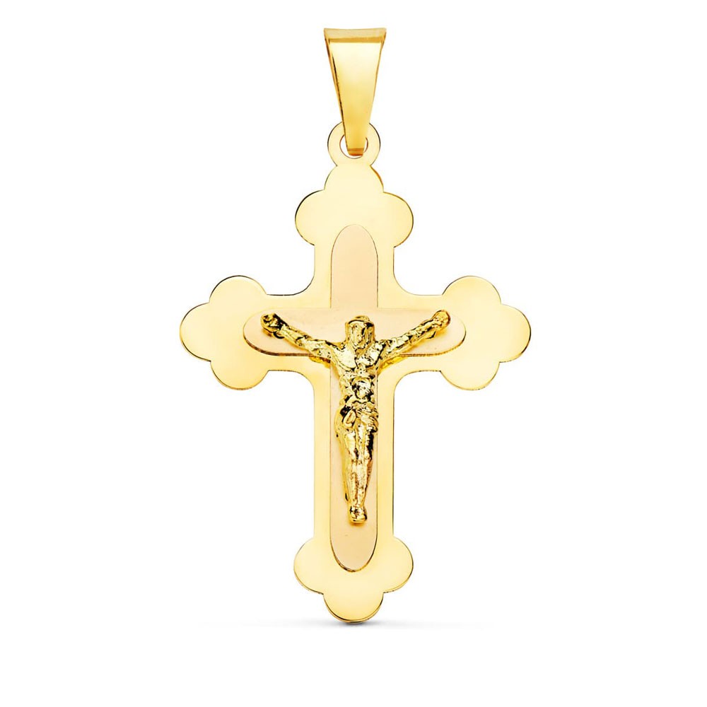 Pendentif - Médaille Christ sur la Croix Or 18 Carats 750/000 Jaune - Chaine Offerte