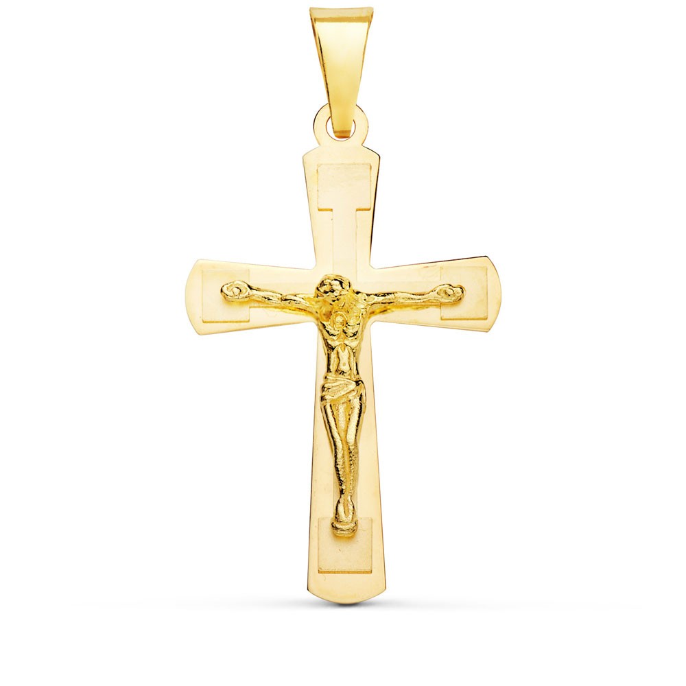 Pendentif - Médaille Christ sur la Croix Or 18 Carats 750/000 Jaune - Chaine Offerte
