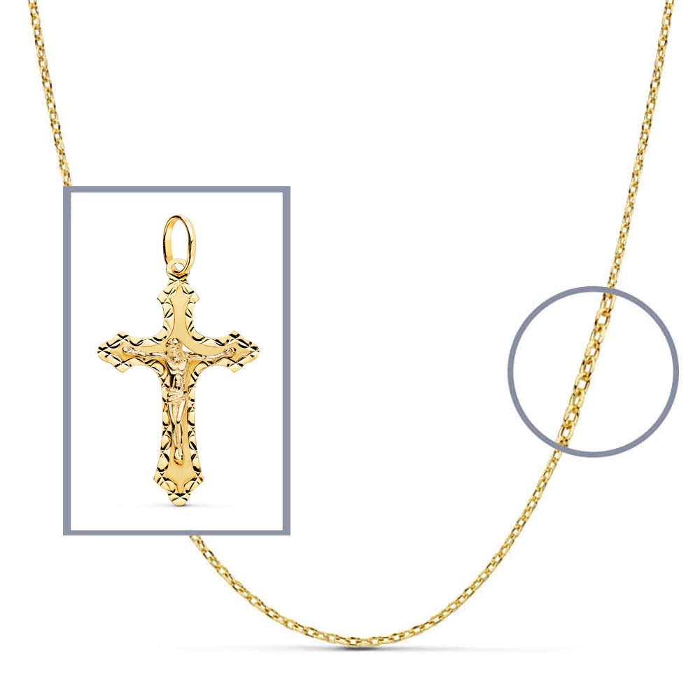 Pendentif - Médaille Christ sur la Croix Or 18 Carats 750/000 Jaune - Chaine Offerte