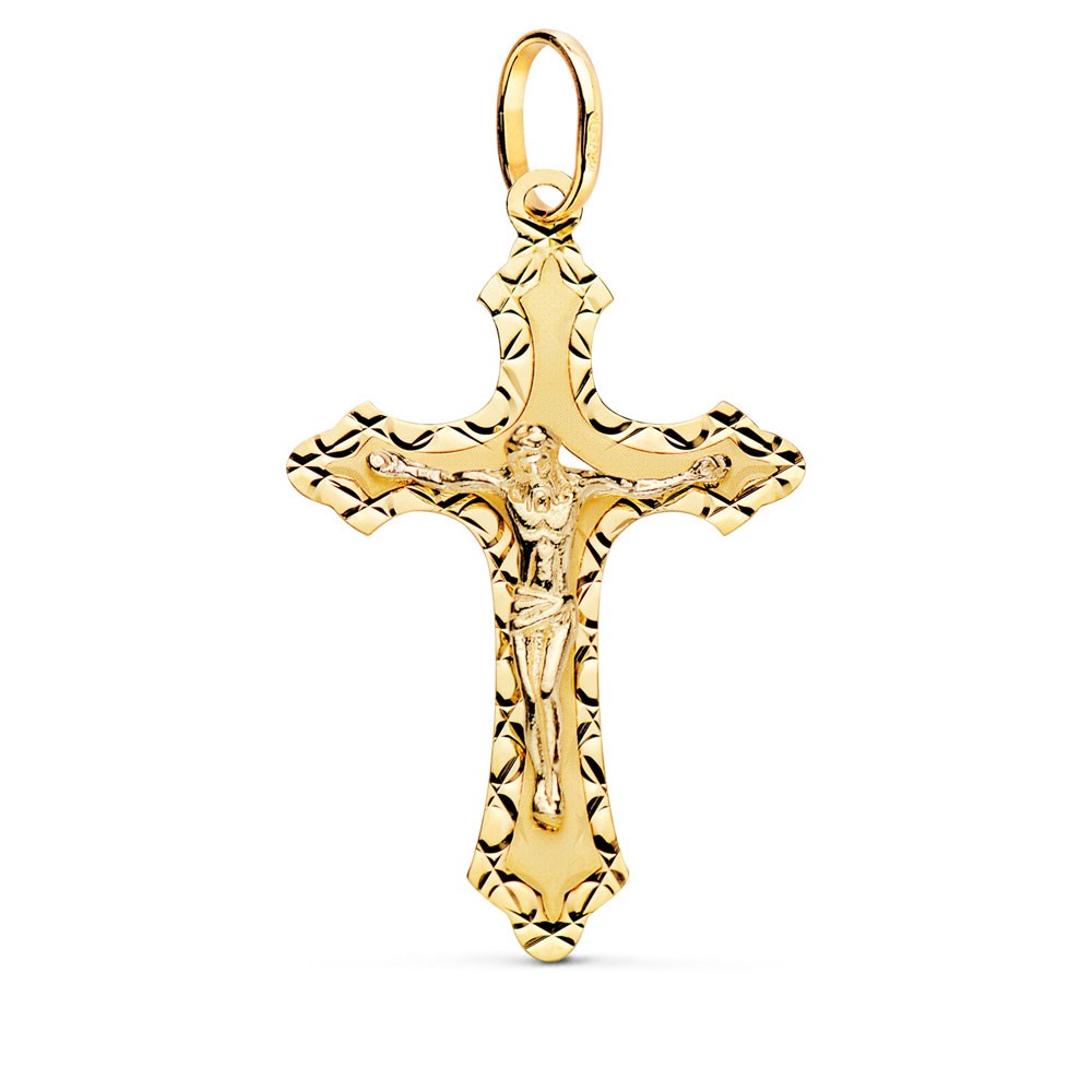 Pendentif - Médaille Christ sur la Croix Or 18 Carats 750/000 Jaune - Chaine Offerte