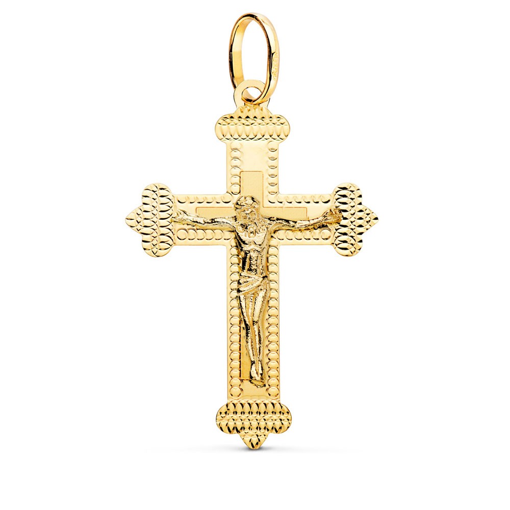 Pendentif - Médaille Christ sur la Croix Or 18 Carats 750/000 Jaune - Chaine Offerte