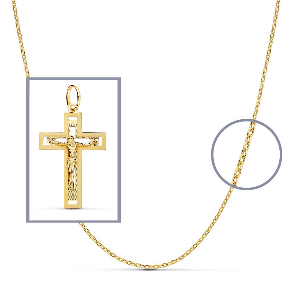 Pendentif - Médaille Christ sur la Croix Or 18 Carats 750/000 Jaune - Chaine Offerte