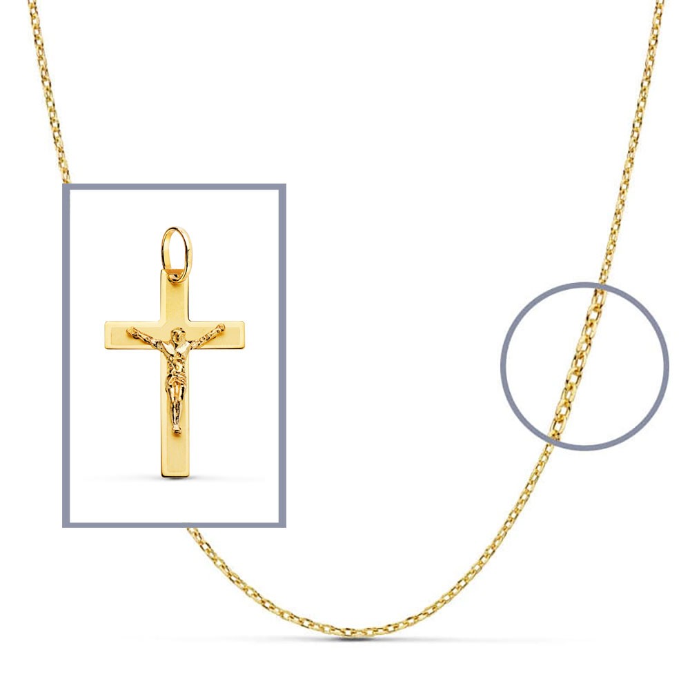 Pendentif - Médaille Christ sur la Croix Or 18 Carats 750/000 Jaune - Chaine Offerte