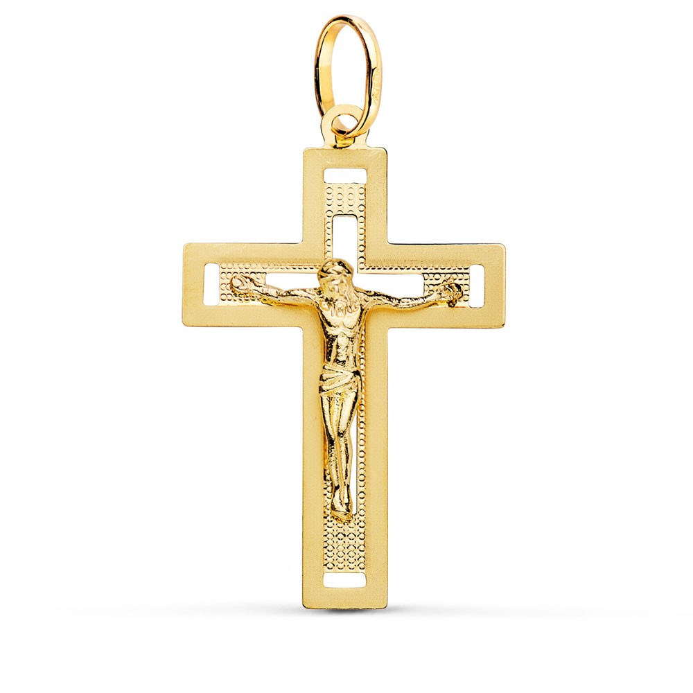 Pendentif - Médaille Christ sur la Croix Or 18 Carats 750/000 Jaune - Chaine Offerte