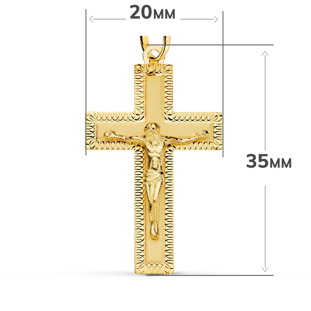 Pendentif - Médaille Christ sur la Croix Or 18 Carats 750/000 Jaune - Chaine Offerte