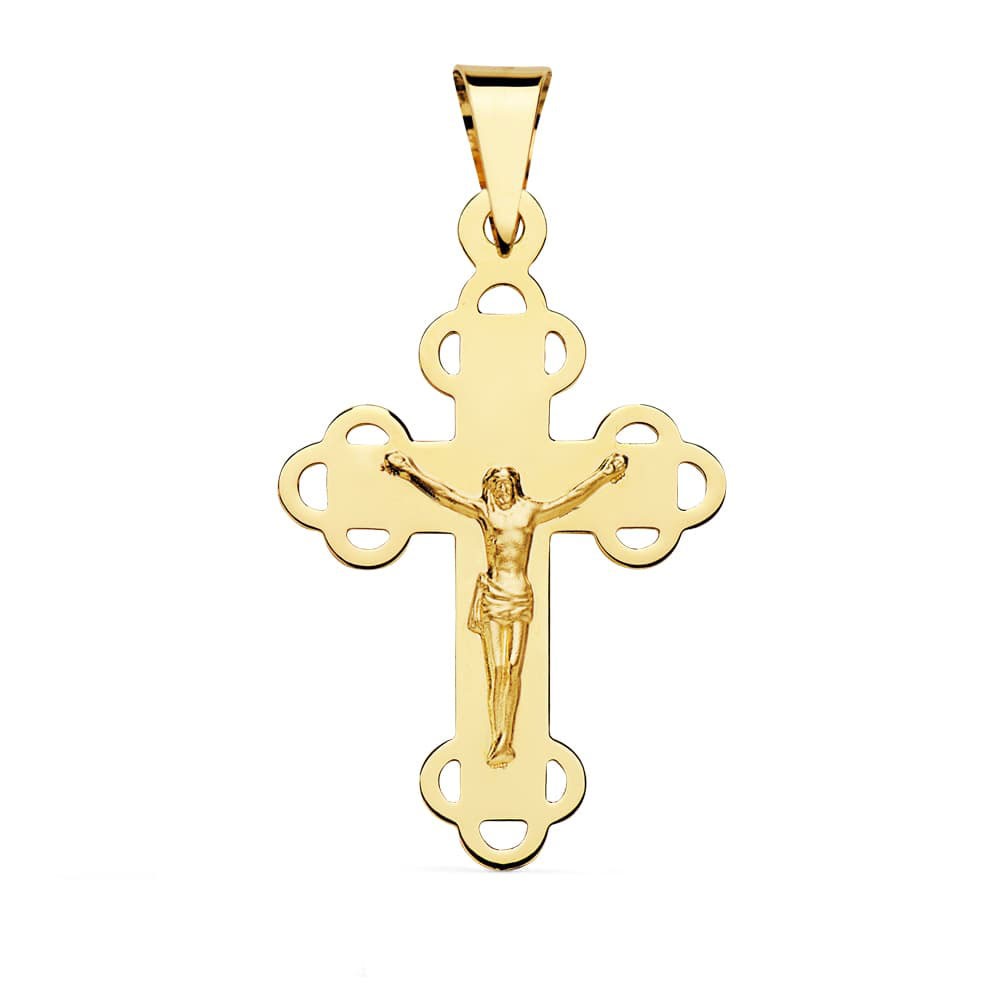 Pendentif - Médaille Christ sur la Croix Or 18 Carats 750/000 Jaune - Chaine Offerte