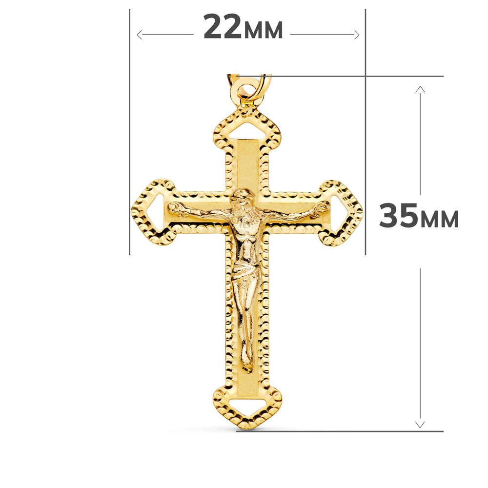 Pendentif - Médaille Christ sur la Croix Or 18 Carats 750/000 Jaune - Chaine Offerte