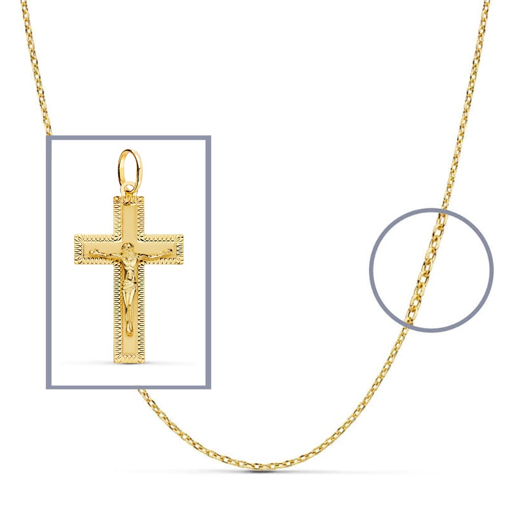 Pendentif - Médaille Christ sur la Croix Or 18 Carats 750/000 Jaune - Chaine Offerte