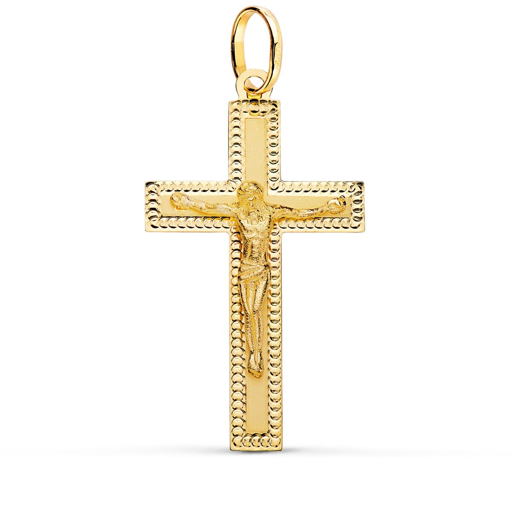 Pendentif - Médaille Christ sur la Croix Or 18 Carats 750/000 Jaune - Chaine Offerte
