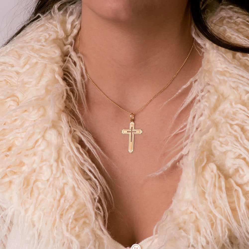 Pendentif - Médaille Croix Or 18 Carats 750/000 Jaune - Chaine Offerte