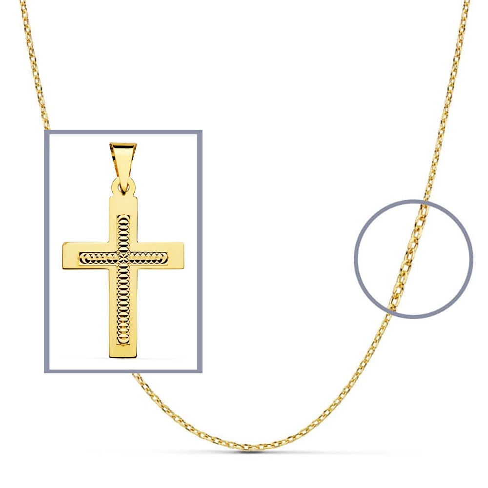 Pendentif - Médaille Croix Or 18 Carats 750/000 Jaune - Chaine Offerte