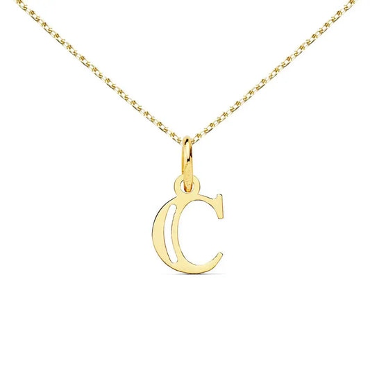 Collier - Pendentif Lettre "C" Or 750/1000 - Chaine Dorée