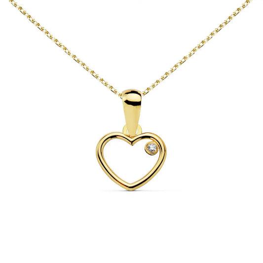 Collier - Pendentif Or 18 Carats 750/000 Jaune - Coeur - Chaine Dorée