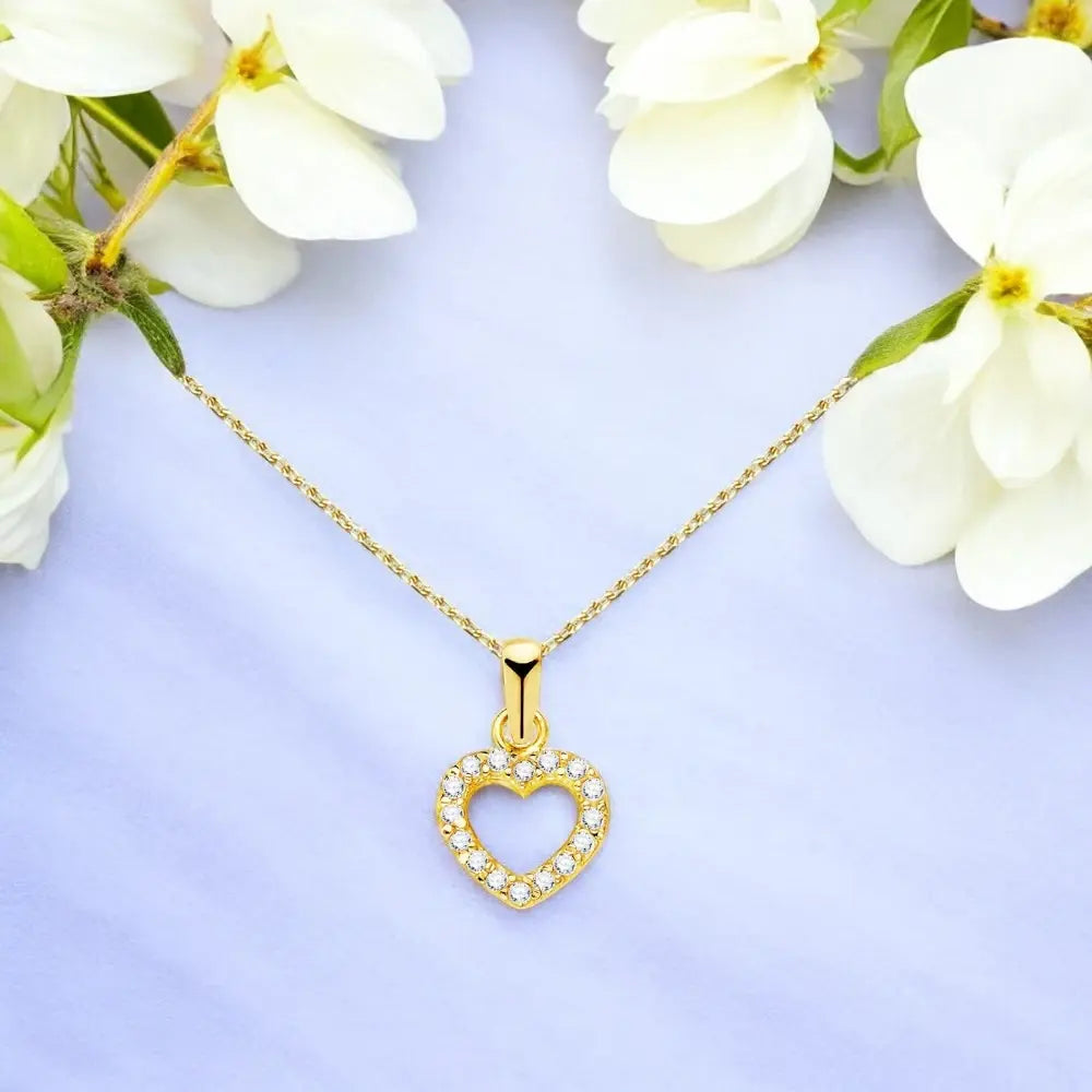 Collier - Pendentif Or 18 Carats 750/000 Jaune - Coeur - Chaine Dorée